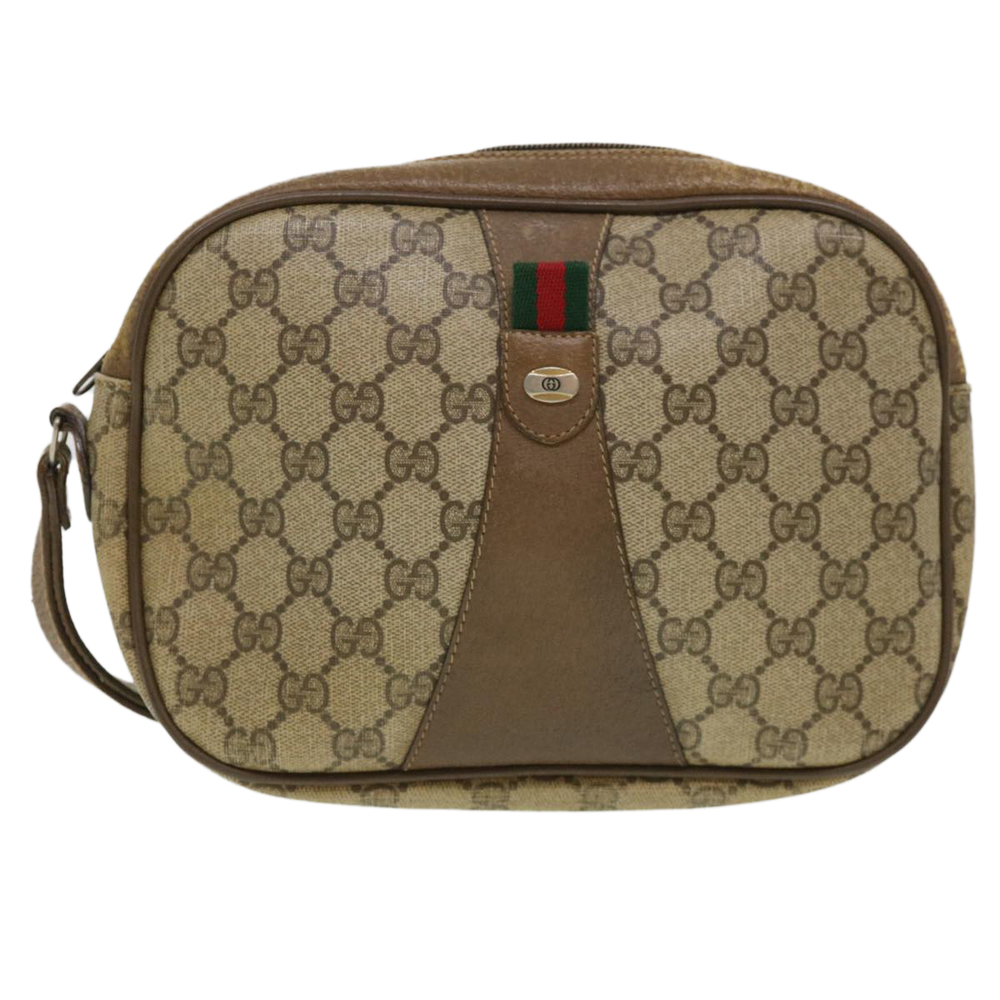 GUCCI GG Canvas Web Sherry Line Clutch Bag Beige Red Green Auth am4114 - Picture 13 of 16